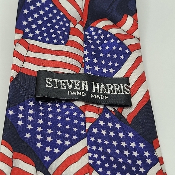 Hand Made Patriotic Americana Men's Tie - Picture 2 of 4